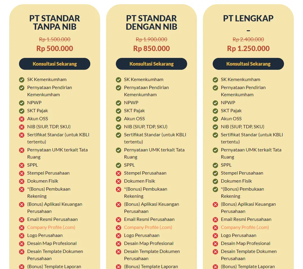 daftar harga kompetitor 1